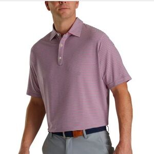 FootJoy Lisle Even Stripe Self Collar Performance Golf Polo Shirt Size Large